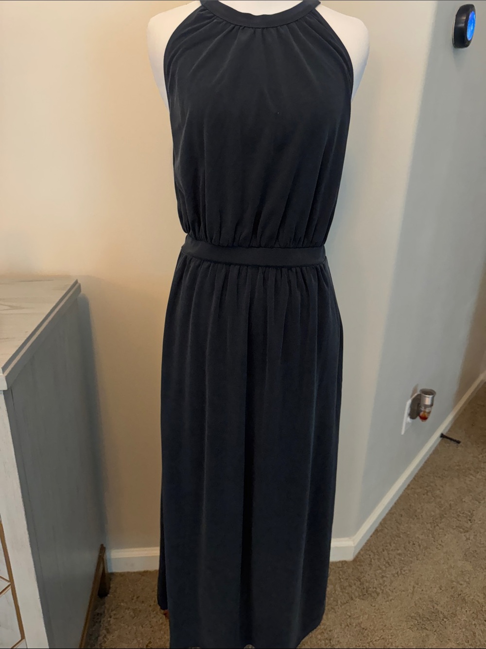 Women's Navy Halter Maxi Dress, sz XS